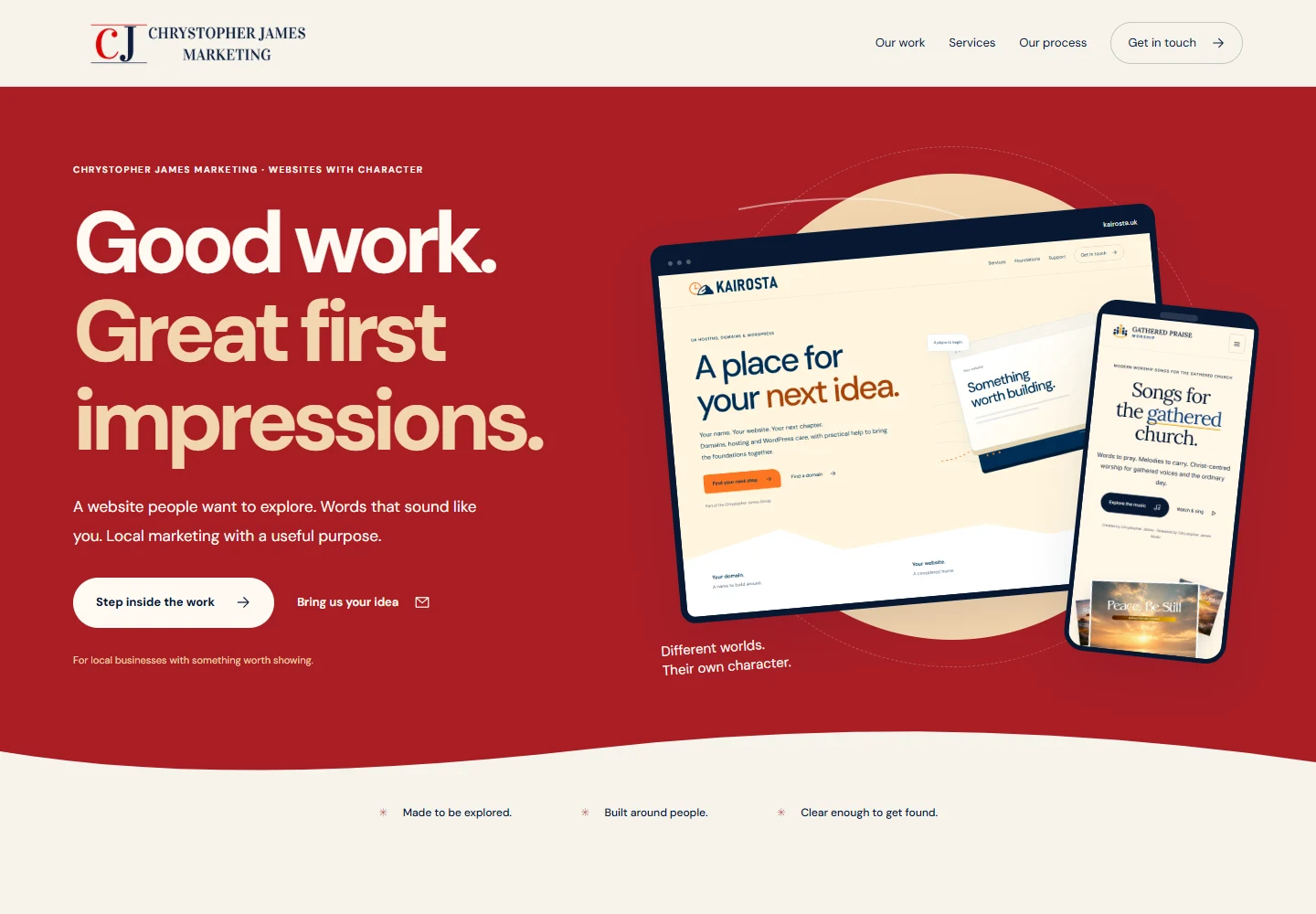 Chrystopher James Marketing website on a desktop