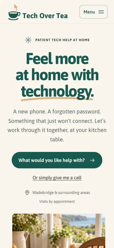 Tech Over Tea website on a phone