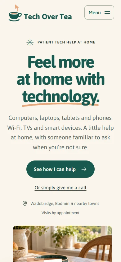 Tech Over Tea website on a phone